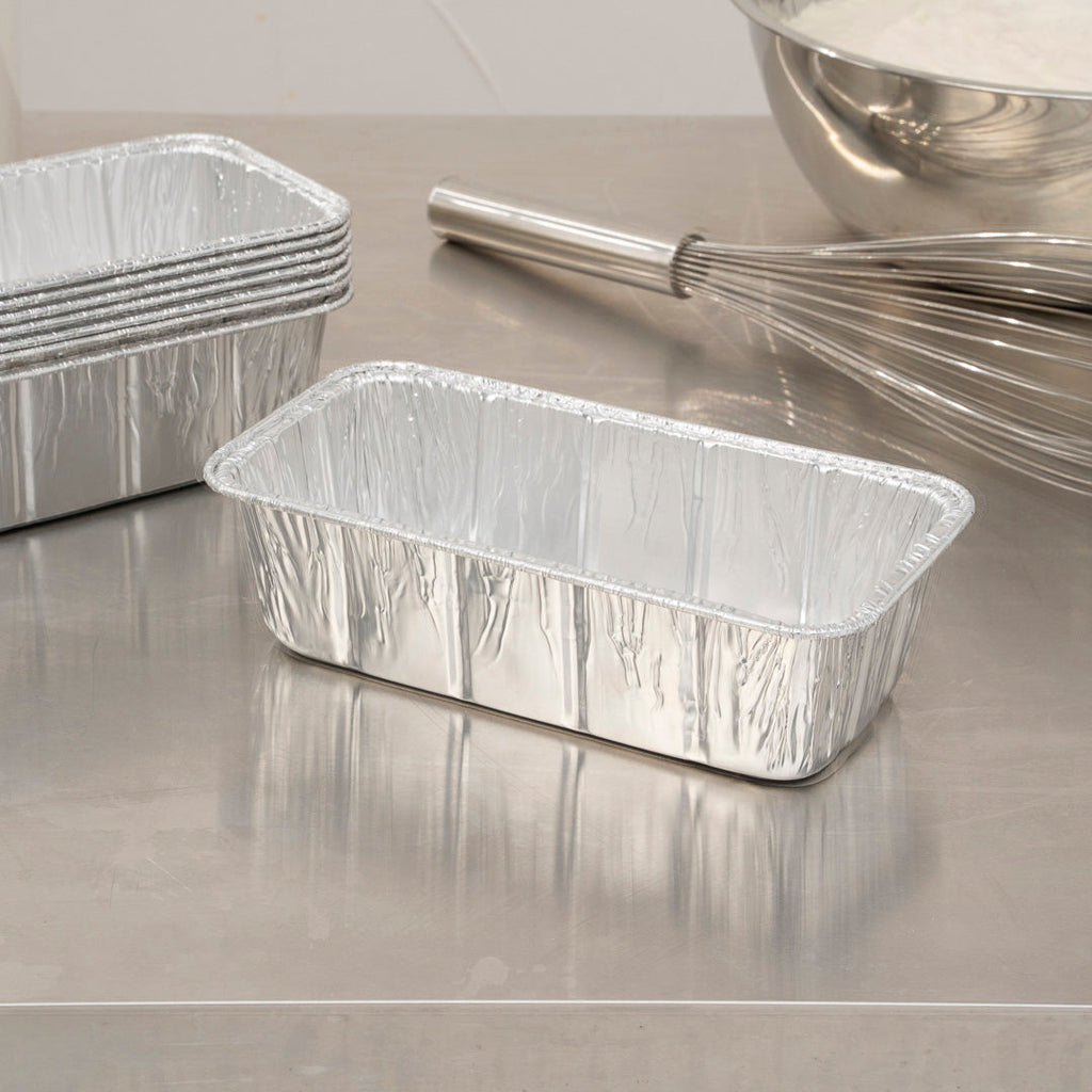 Pastry Tek Silver Aluminum Bread Loaf Pan - 2 lb - 8 1/2" x 4 1/4" x 2 1/2" - 25 count box