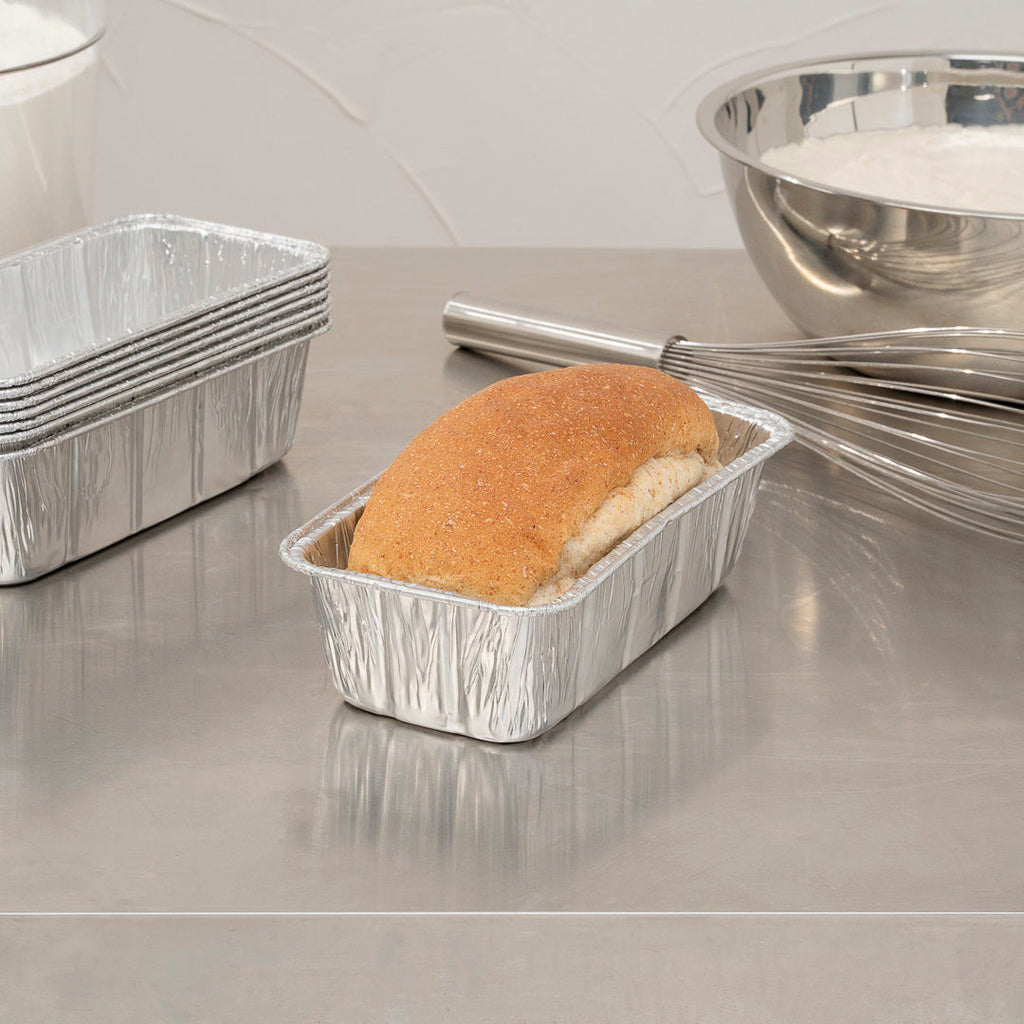 Pastry Tek Silver Aluminum Bread Loaf Pan - 2 lb - 8 1/2" x 4 1/4" x 2 1/2" - 25 count box