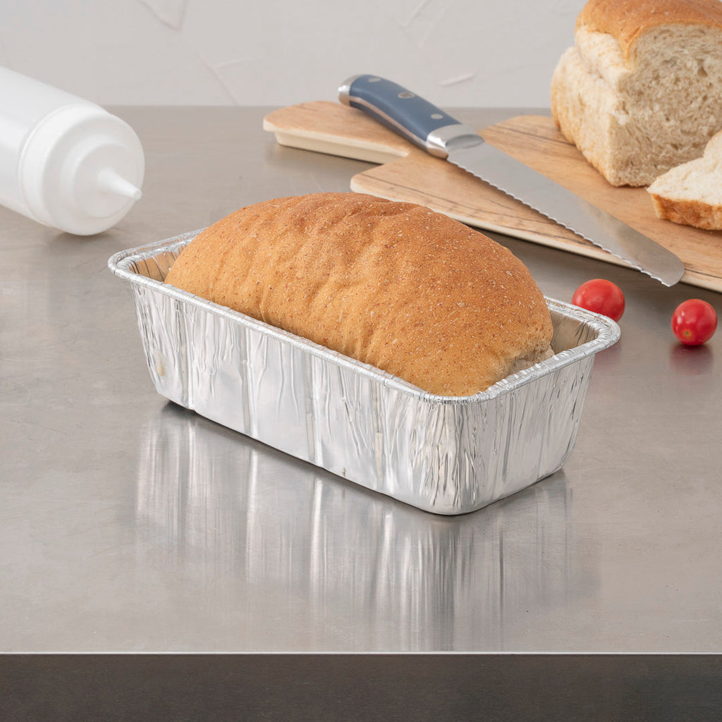 Pastry Tek Silver Aluminum Bread Loaf Pan - 2 lb - 8 1/2" x 4 1/4" x 2 1/2" - 25 count box