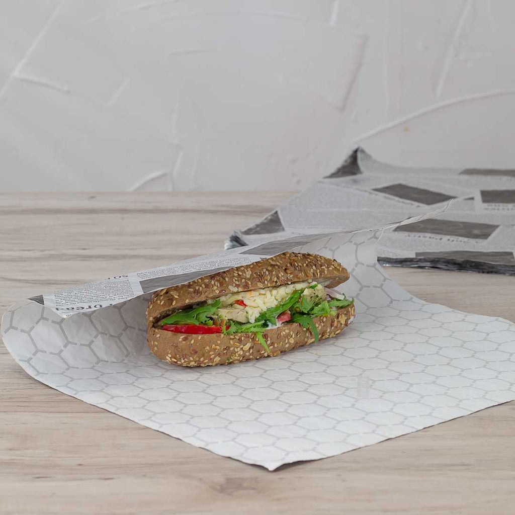 Foil Lux Newsprint Aluminum Sandwich Wrap Sheet - Insulated - 14" x 16" - 500 count box