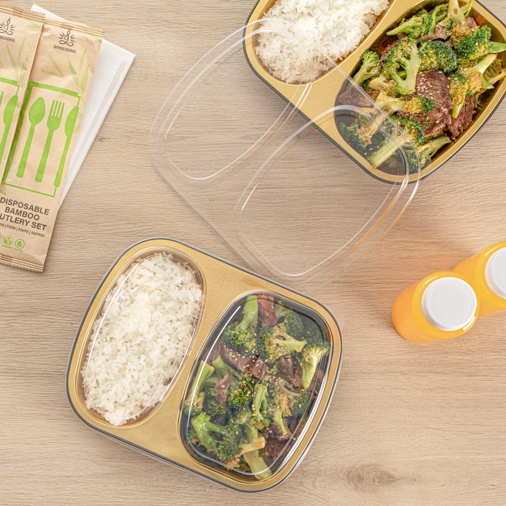 Foil Lux Clear Plastic Flat Lid - Fits 2-Compartment Foil Container - 100 count box