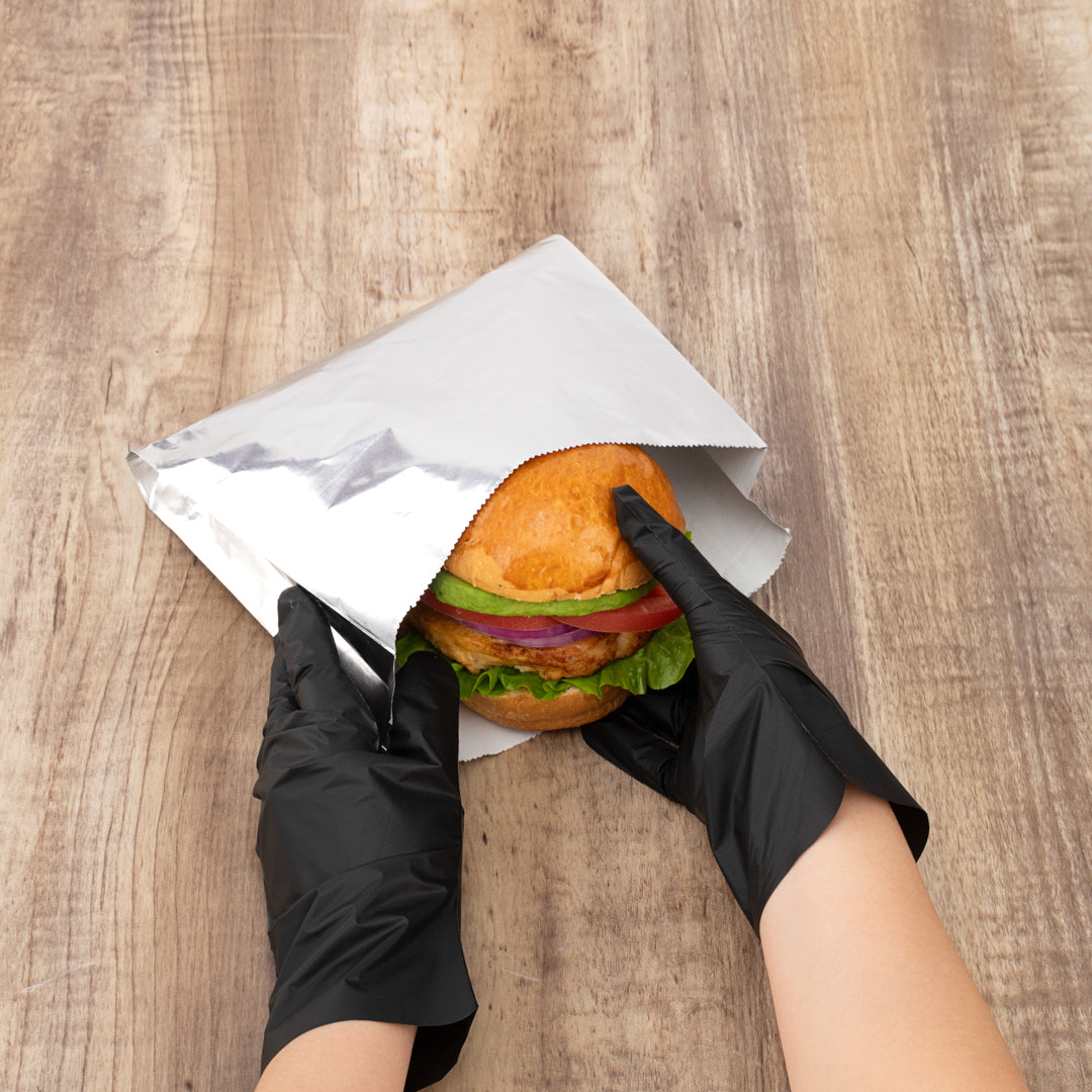 Bag Tek Foil Paper Hot Sandwich Bag - 7 3/4" x 1 3/4" x 7 3/4" - 100 count box