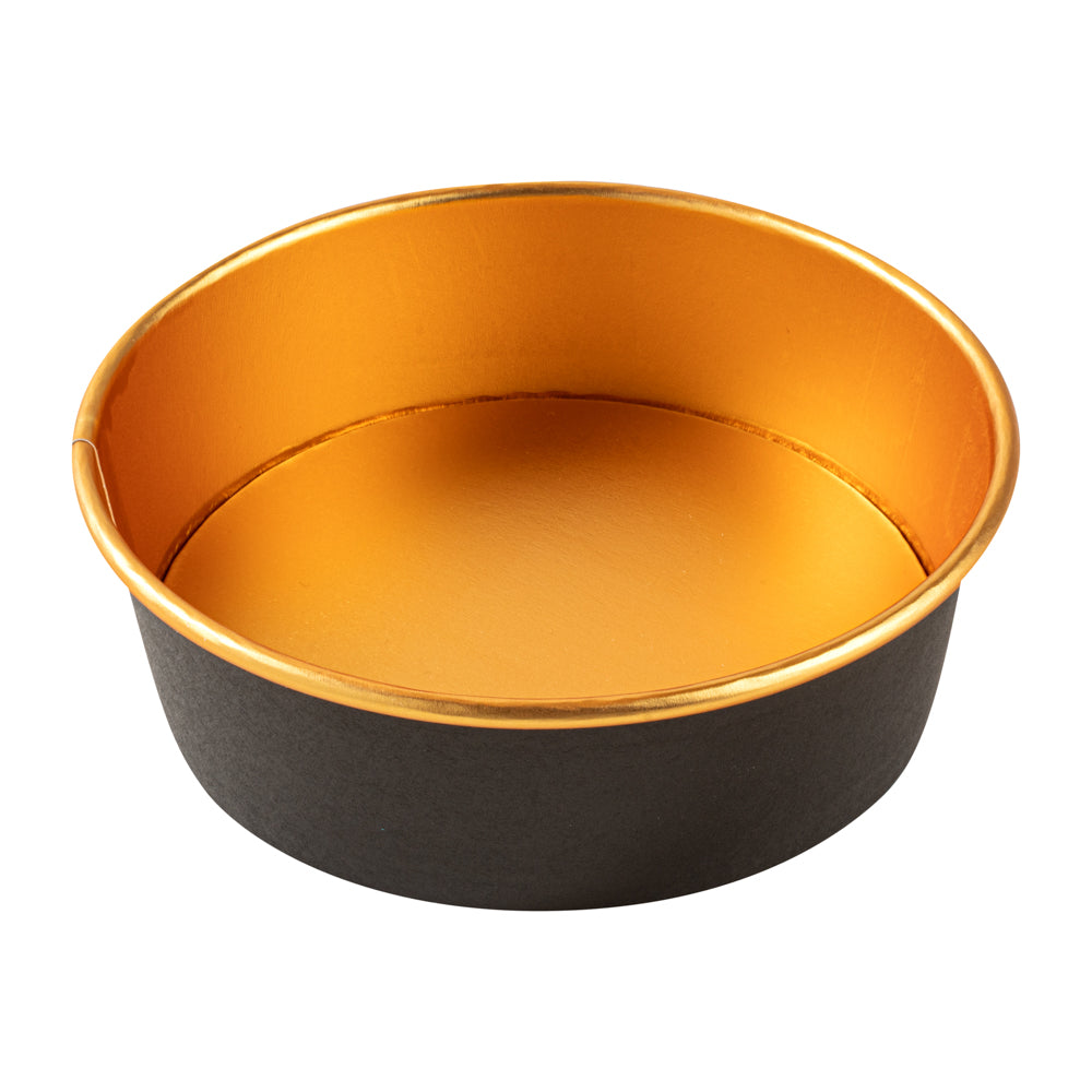 Foil Lux 17 oz Black And Gold Paper Take Out Container - with Foil Interior - 6" x 6" x 1 3/4" - 50 count box