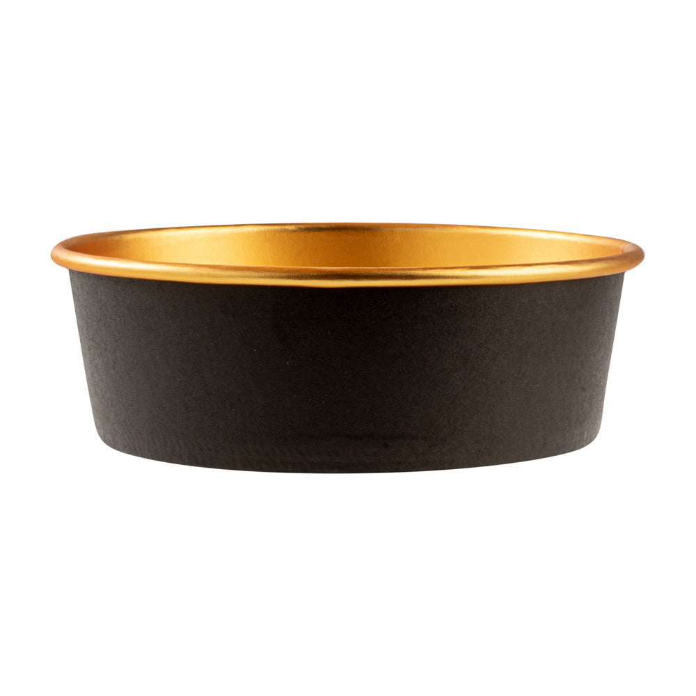 Foil Lux 17 oz Black And Gold Paper Take Out Container - with Foil Interior - 6" x 6" x 1 3/4" - 50 count box