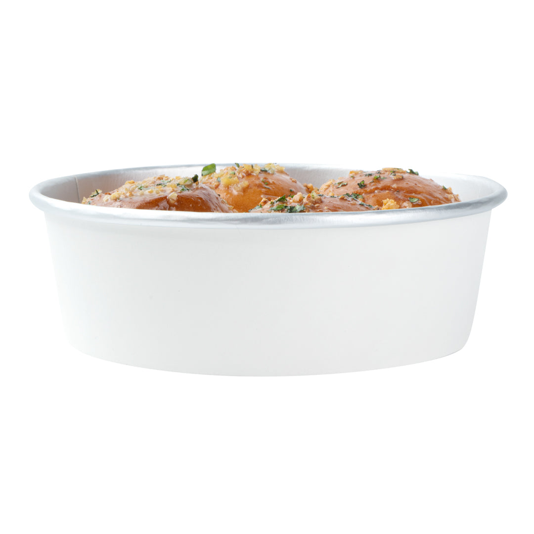 Foil Lux 17 oz White Paper Take Out Container - with Foil Interior - 6" x 6" x 1 3/4" - 200 count box