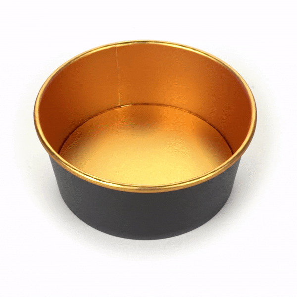 Foil Lux 25 oz Black And Gold Paper Take Out Container - with Foil Interior - 6" x 6" x 2 1/4" - 50 count box