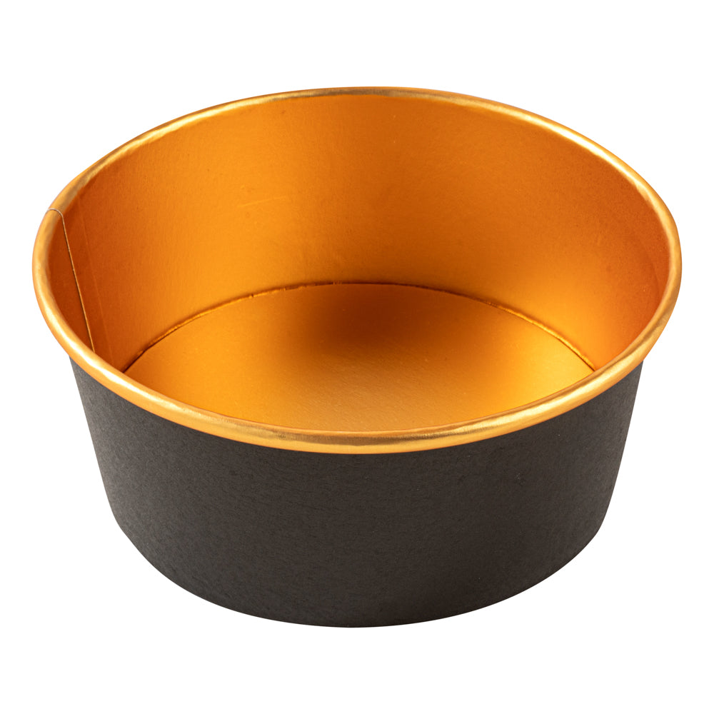 Foil Lux 25 oz Black And Gold Paper Take Out Container - with Foil Interior - 6" x 6" x 2 1/4" - 200 count box