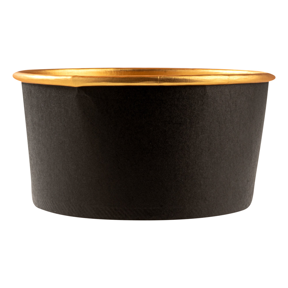 Foil Lux 25 oz Black And Gold Paper Take Out Container - with Foil Interior - 6" x 6" x 2 1/4" - 200 count box