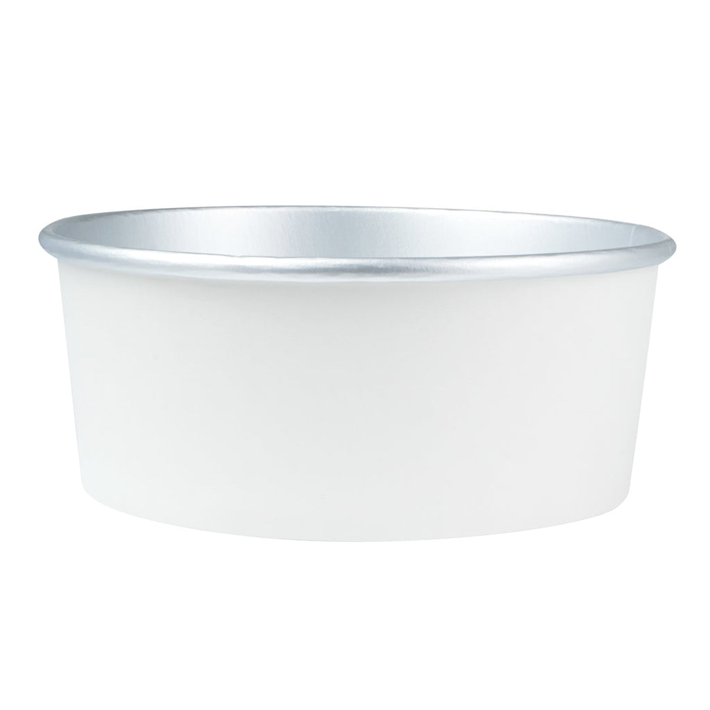Foil Lux 25 oz White Paper Take Out Container - with Foil Interior - 6" x 6" x 2 1/4" - 200 count box