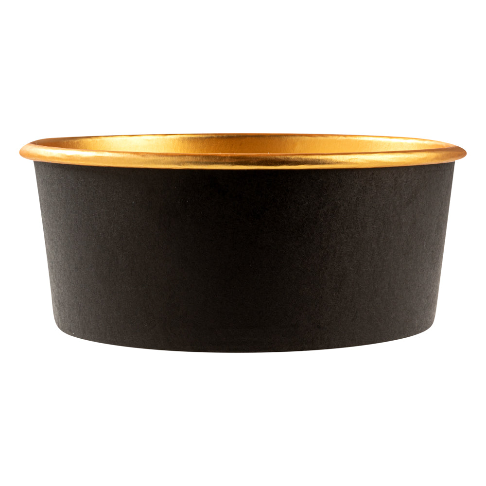 Foil Lux 33 oz Black And Gold Paper Take Out Container - with Foil Interior - 6" x 6" x 3" - 50 count box