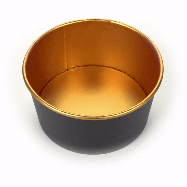 Foil Lux 33 oz Black And Gold Paper Take Out Container - with Foil Interior - 6" x 6" x 3" - 200 count box