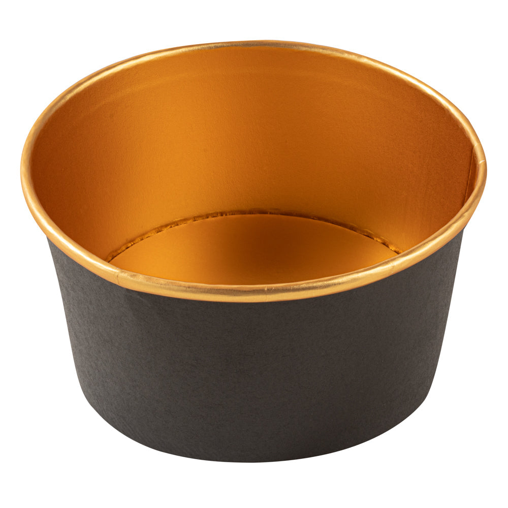 Foil Lux 33 oz Black And Gold Paper Take Out Container - with Foil Interior - 6" x 6" x 3" - 200 count box