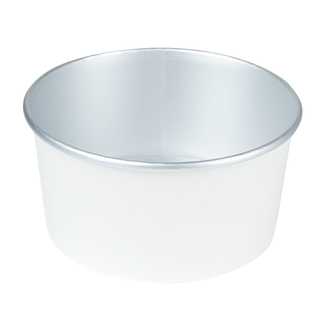 Foil Lux 33 oz White Paper Take Out Container - with Foil Interior - 6" x 6" x 3" - 50 count box