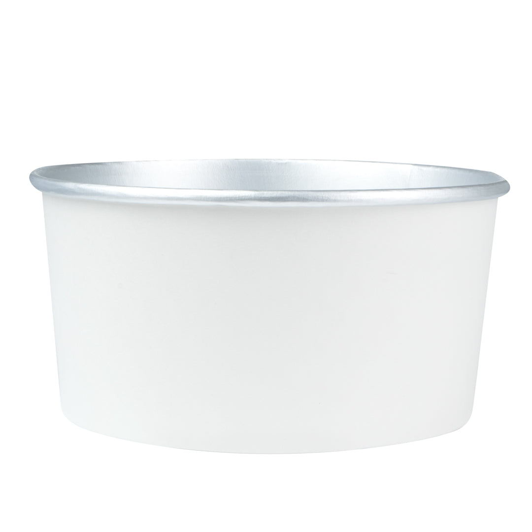 Foil Lux 33 oz White Paper Take Out Container - with Foil Interior - 6" x 6" x 3" - 50 count box