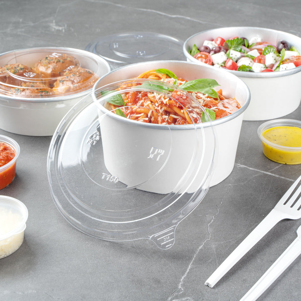 Foil Lux Clear Plastic Take Out Container Lid - Fits 17, 25 and 33 oz - 6" x 6" x 1/4" - 200 count box