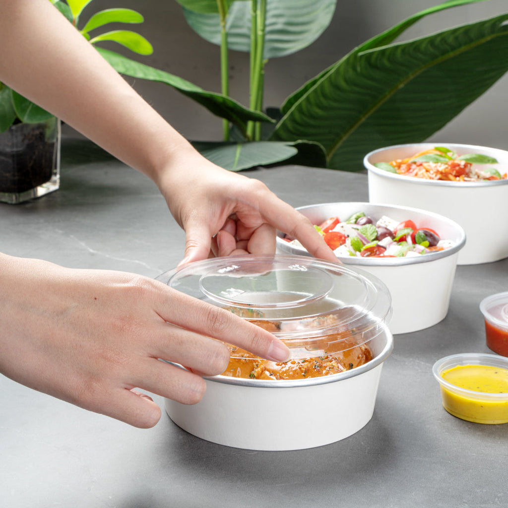 Foil Lux Clear Plastic Take Out Container Lid - Fits 17, 25 and 33 oz - 6" x 6" x 1/4" - 200 count box
