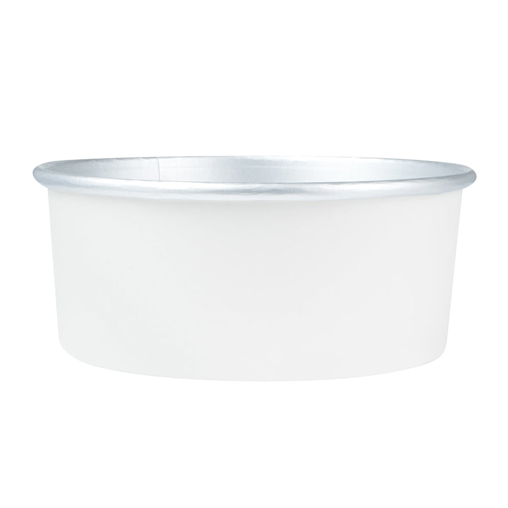 Foil Lux 37 oz White Paper Take Out Container - with Foil Interior - 6 1/2" x 6 1/2" x 2 1/2" - 50 count box
