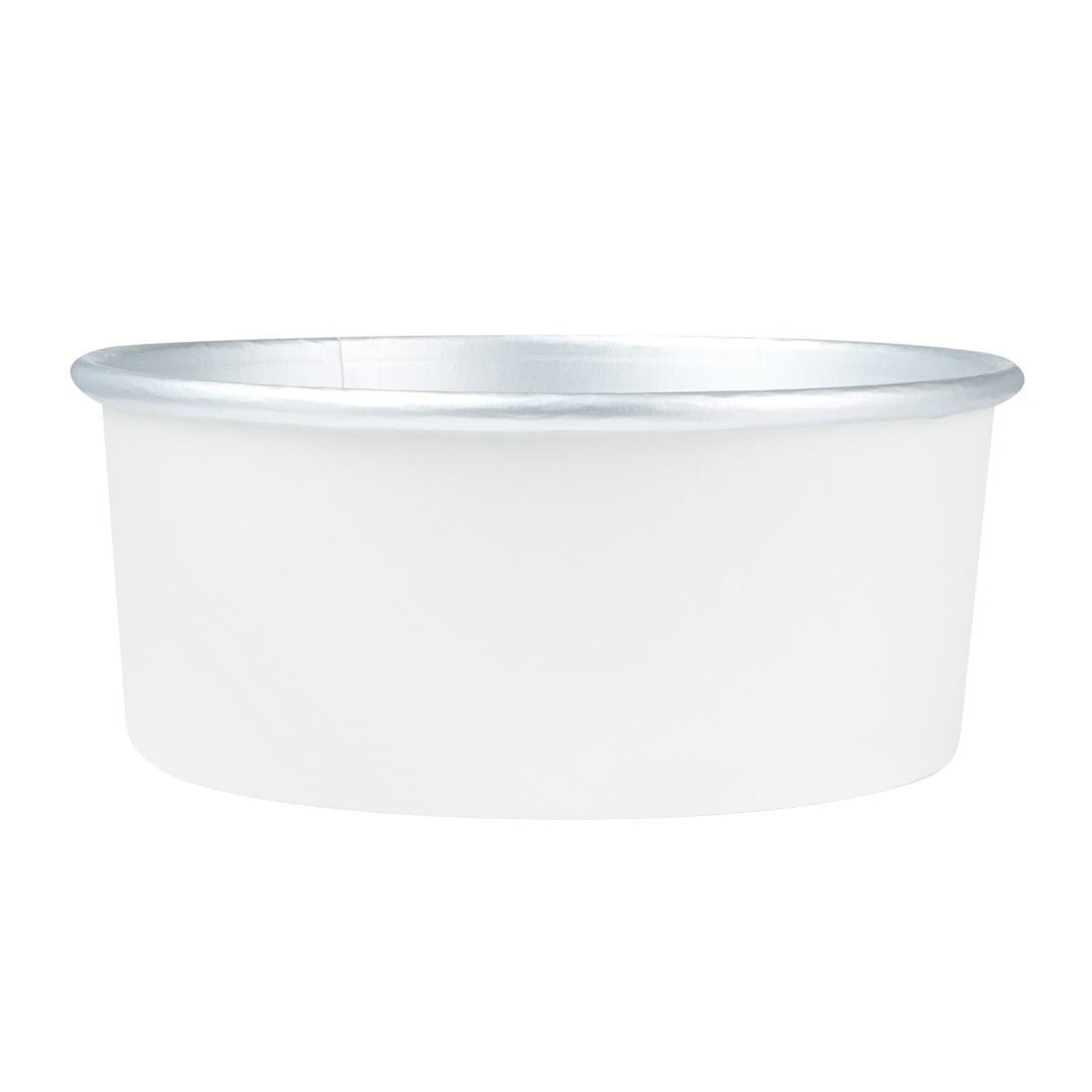 Foil Lux 37 oz White Paper Take Out Container - with Foil Interior - 6 1/2" x 6 1/2" x 2 1/2" - 50 count box