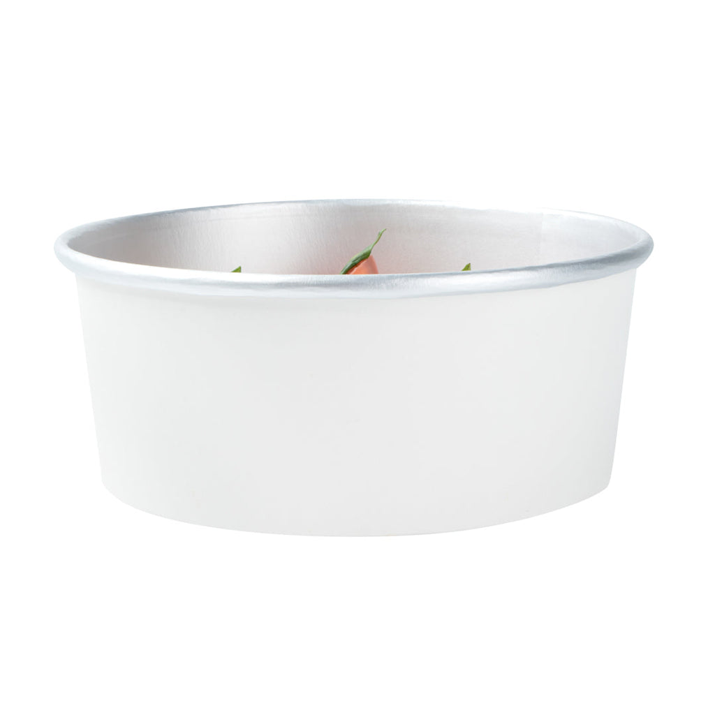 Foil Lux 37 oz White Paper Take Out Container - with Foil Interior - 6 1/2" x 6 1/2" x 2 1/2" - 200 count box