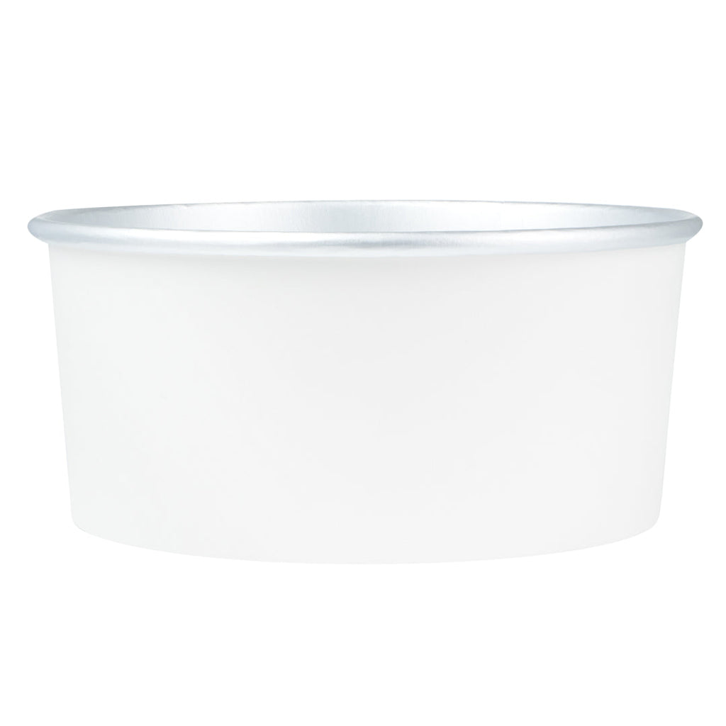 Foil Lux 42 oz White Paper Take Out Container - with Foil Interior - 6 1/2" x 6 1/2" x 3" - 50 count box