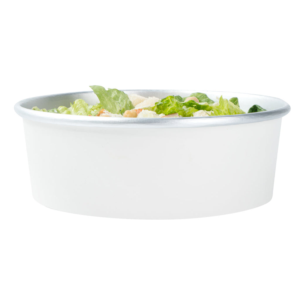 Foil Lux 45 oz White Paper Take Out Container - with Foil Interior - 7 1/4" x 7 1/4" x 2 1/2" - 200 count box