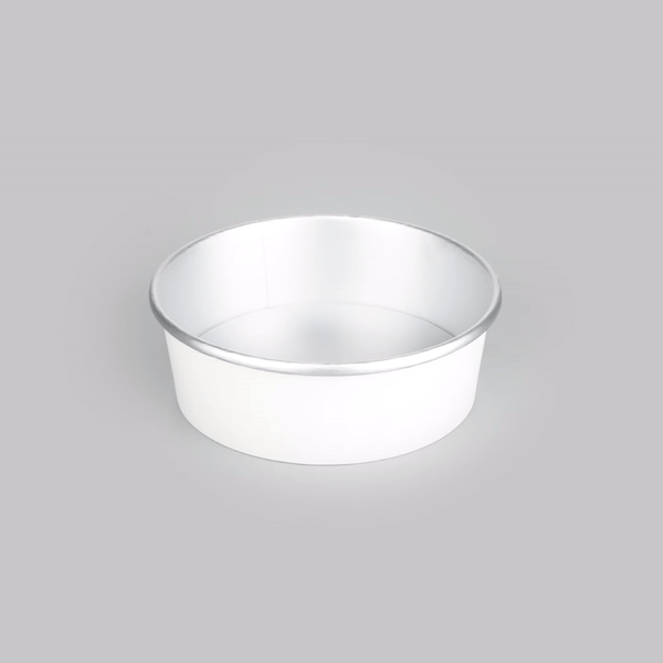 Foil Lux 45 oz White Paper Take Out Container - with Foil Interior - 7 1/4" x 7 1/4" x 2 1/2" - 200 count box