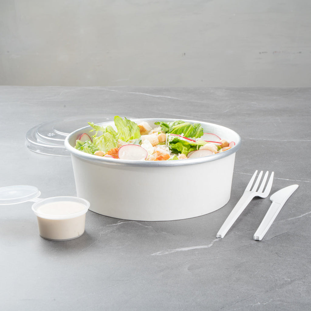Foil Lux 45 oz White Paper Take Out Container - with Foil Interior - 7 1/4" x 7 1/4" x 2 1/2" - 200 count box