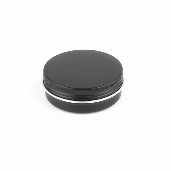 Chef 101 2 oz Round Black Tin Container - with Screw Lid - 10 count box