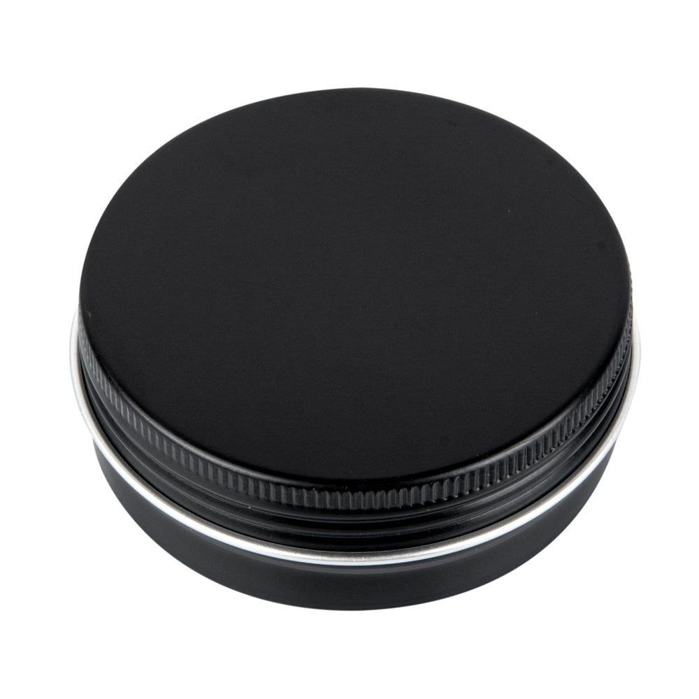 Chef 101 2 oz Round Black Tin Container - with Screw Lid - 10 count box