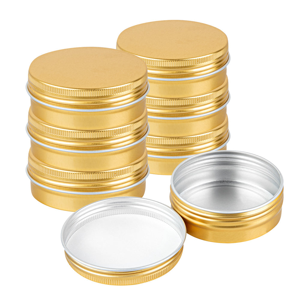 Chef 101 2 oz Round Gold Tin Container - with Screw Lid - 10 count box