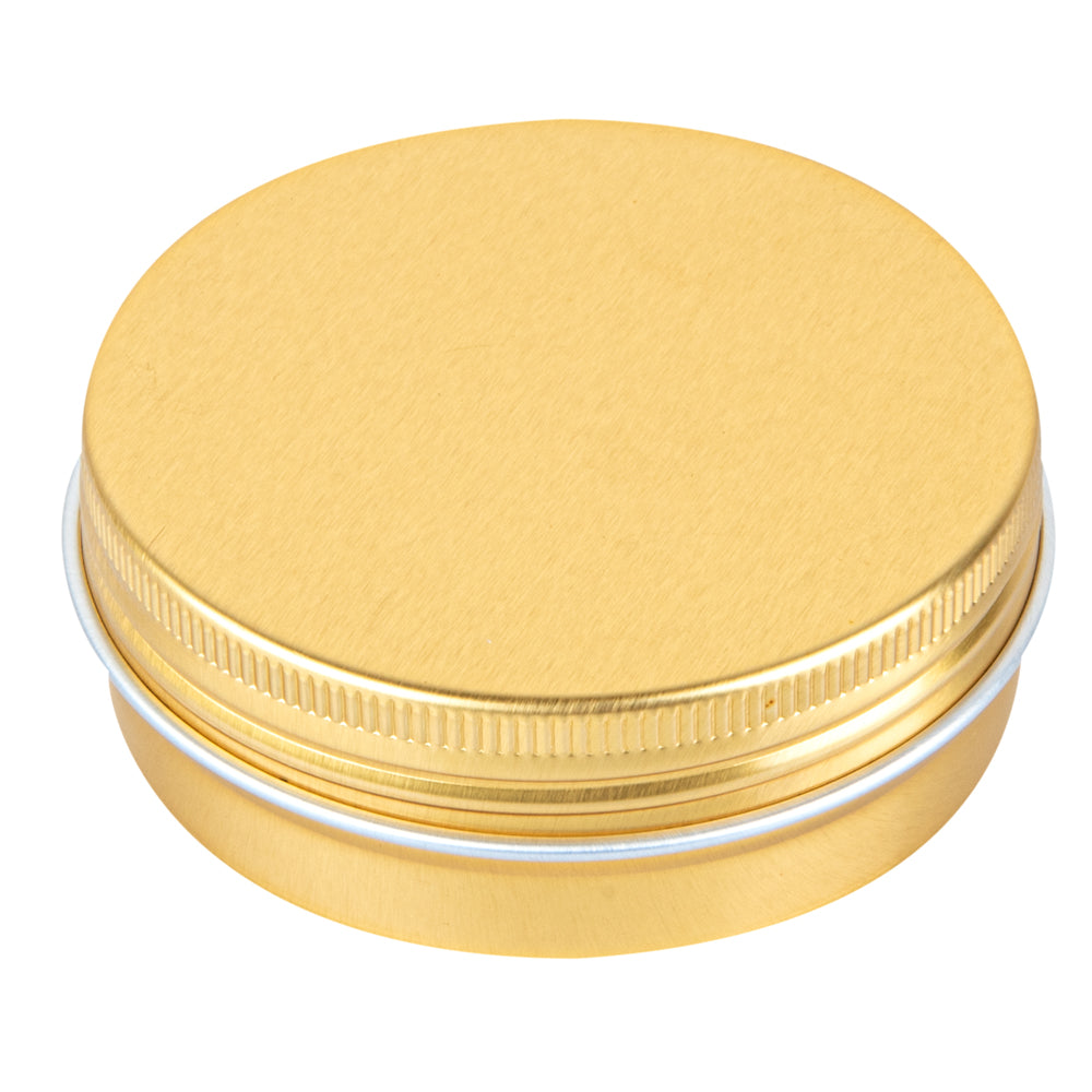 Chef 101 2 oz Round Gold Tin Container - with Screw Lid - 10 count box