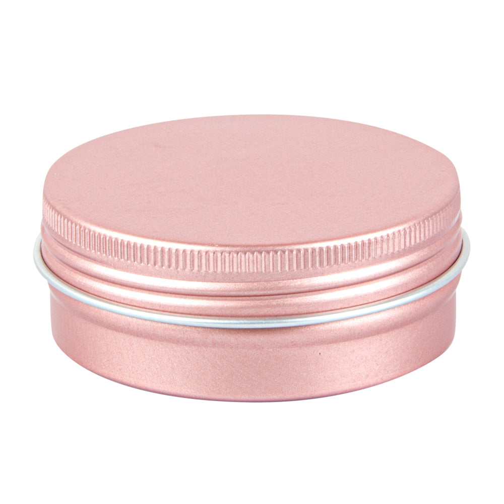 Chef 101 2 oz Round Rose Gold Tin Container - with Screw Lid - 10 count box