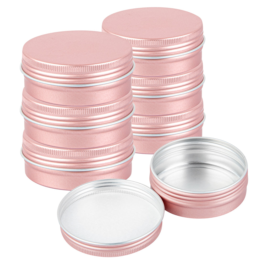 Chef 101 2 oz Round Rose Gold Tin Container - with Screw Lid - 10 count box