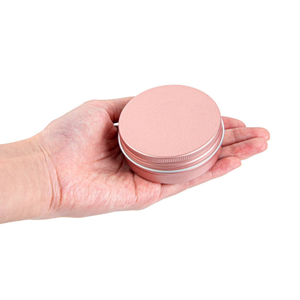 Chef 101 2 oz Round Rose Gold Tin Container - with Screw Lid - 10 count box