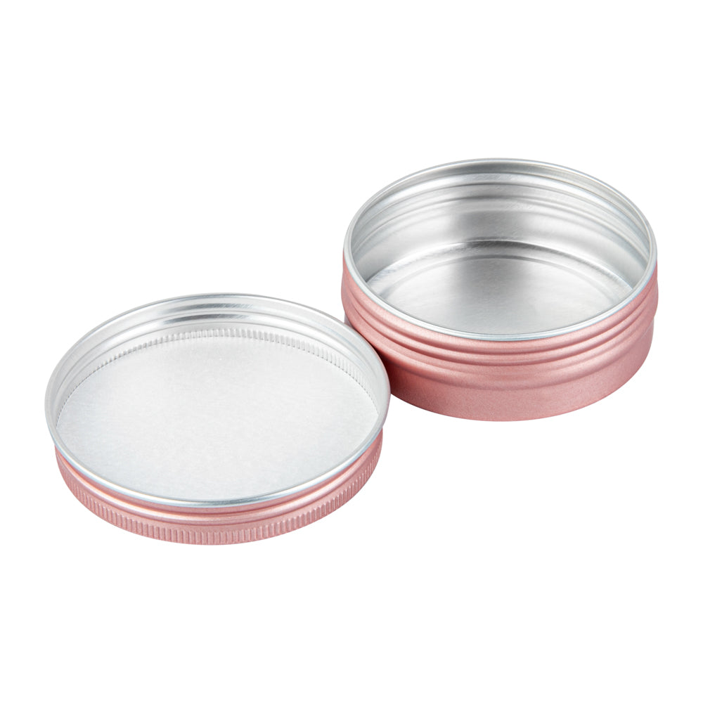 Chef 101 2 oz Round Rose Gold Tin Container - with Screw Lid - 10 count box