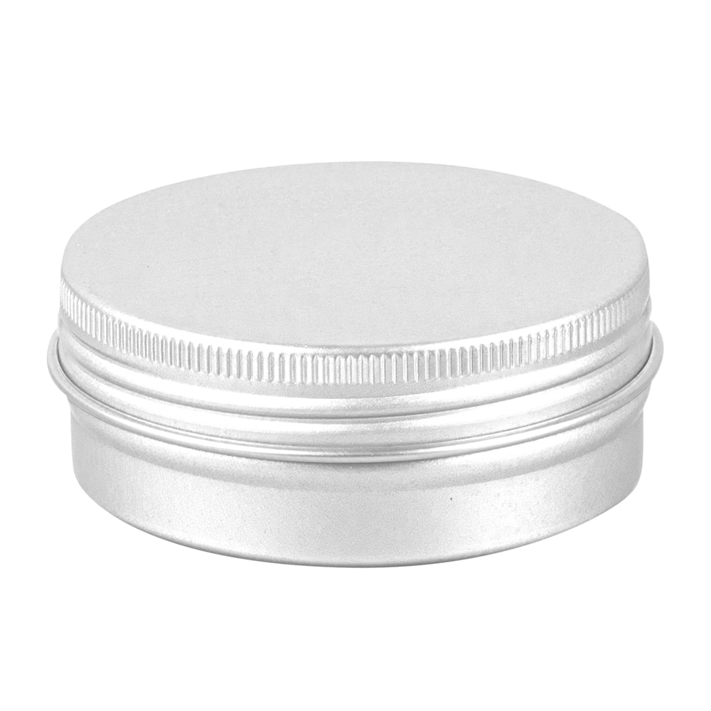 Chef 101 2 oz Round Silver Tin Container - with Screw Lid - 100 count box