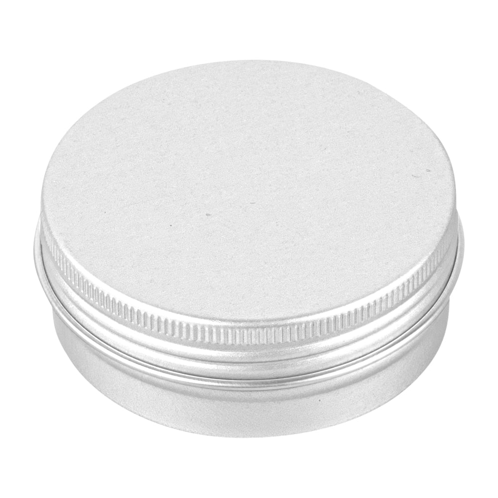 Chef 101 2 oz Round Silver Tin Container - with Screw Lid - 10 count box