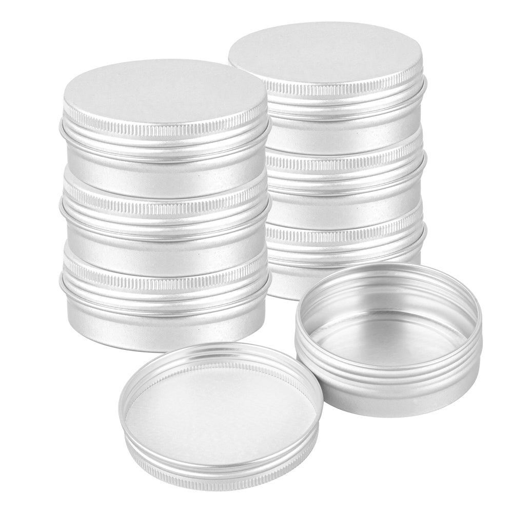 Chef 101 2 oz Round Silver Tin Container - with Screw Lid - 100 count box