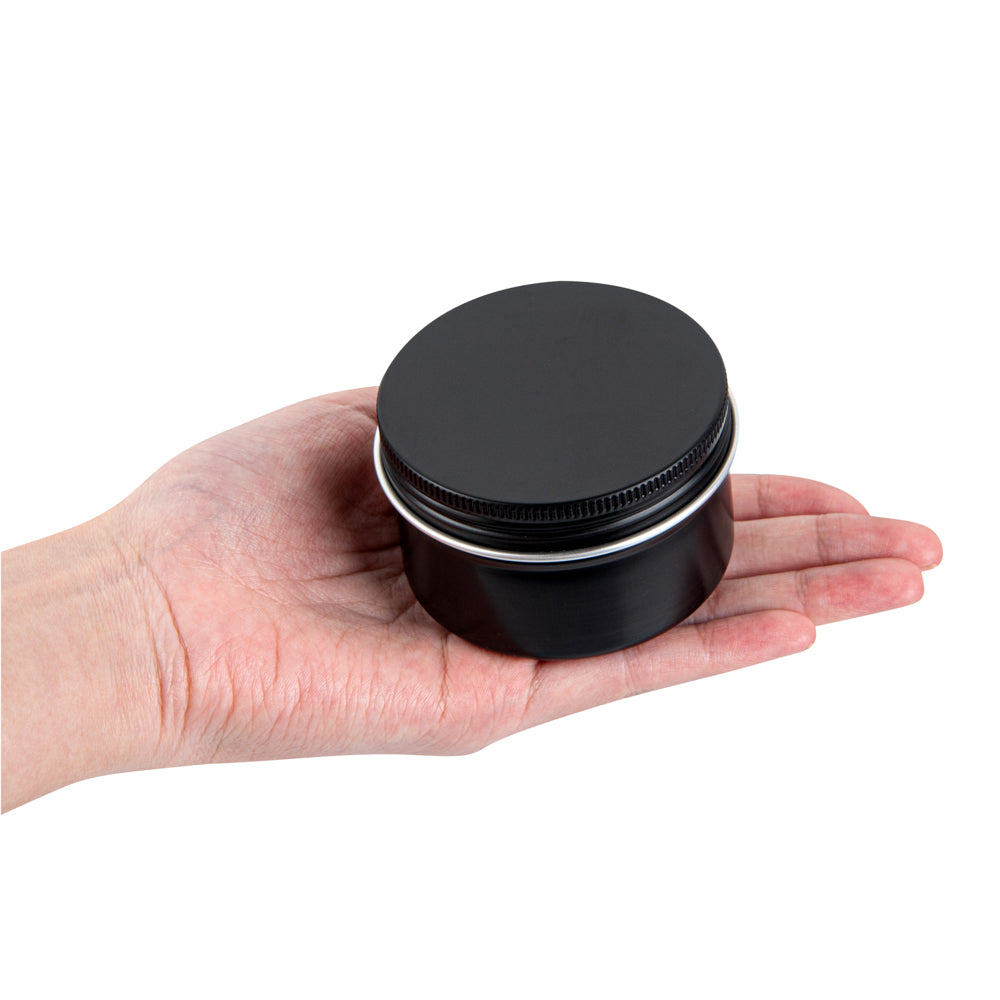 Chef 101 4 oz Round Black Tin Container - with Screw Lid - 10 count box