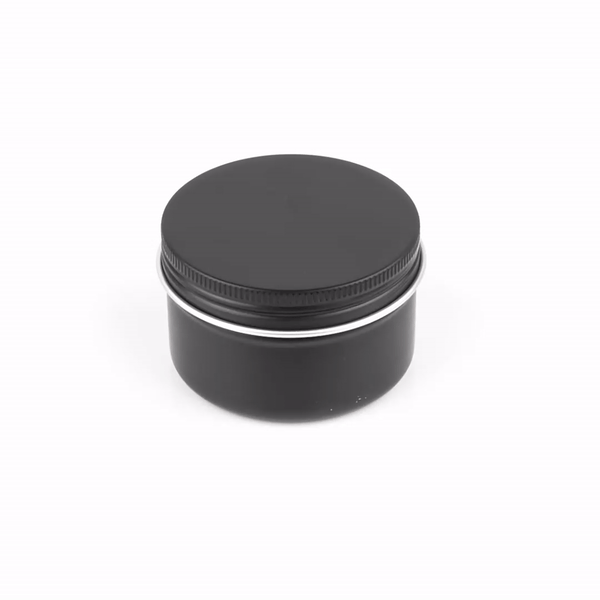 Chef 101 4 oz Round Black Tin Container - with Screw Lid - 10 count box