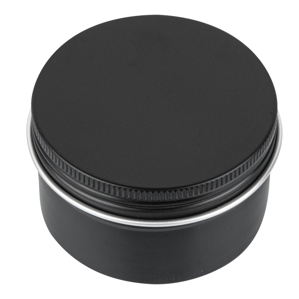 Chef 101 4 oz Round Black Tin Container - with Screw Lid - 100 count box