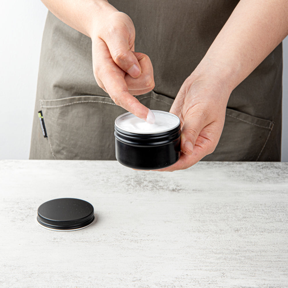 Chef 101 4 oz Round Black Tin Container - with Screw Lid - 100 count box