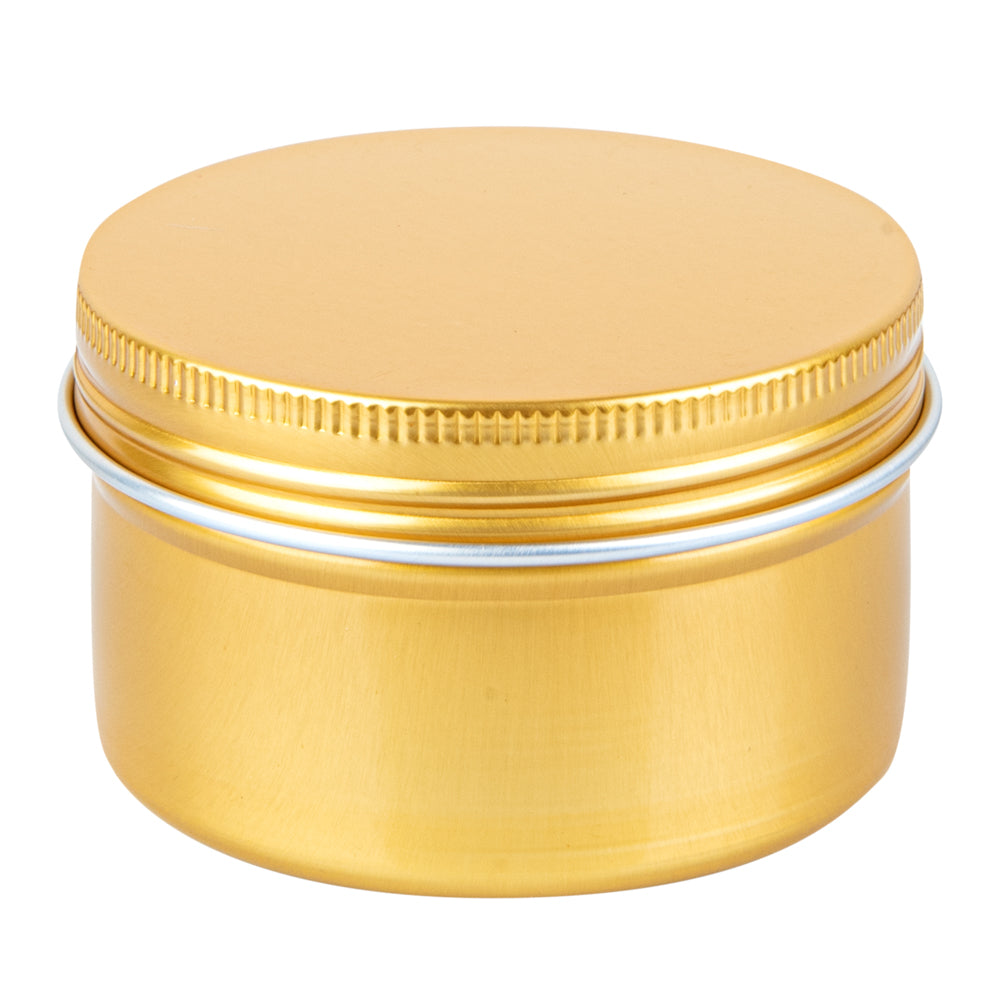 Chef 101 4 oz Round Gold Tin Container - with Screw Lid - 100 count box