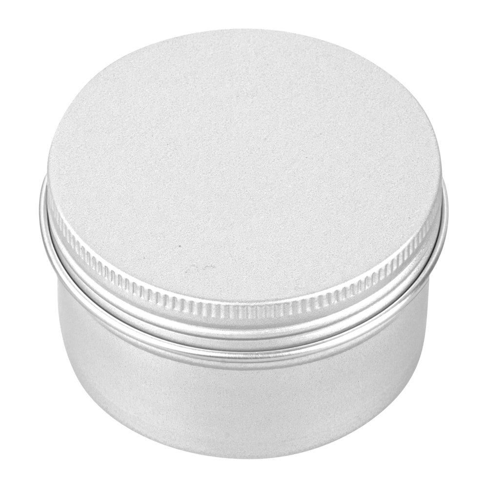 Chef 101 4 oz Round Silver Tin Container - with Screw Lid - 10 count box