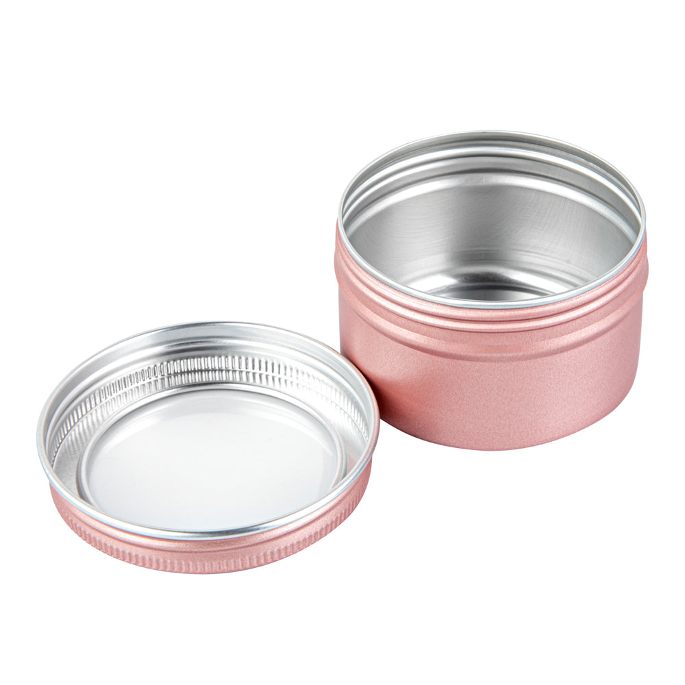 Chef 101 4 oz Round Rose Gold Tin Container - with Window Lid - 10 count box