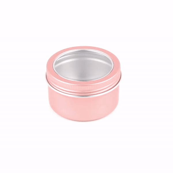 Chef 101 4 oz Round Rose Gold Tin Container - with Window Lid - 100 count box