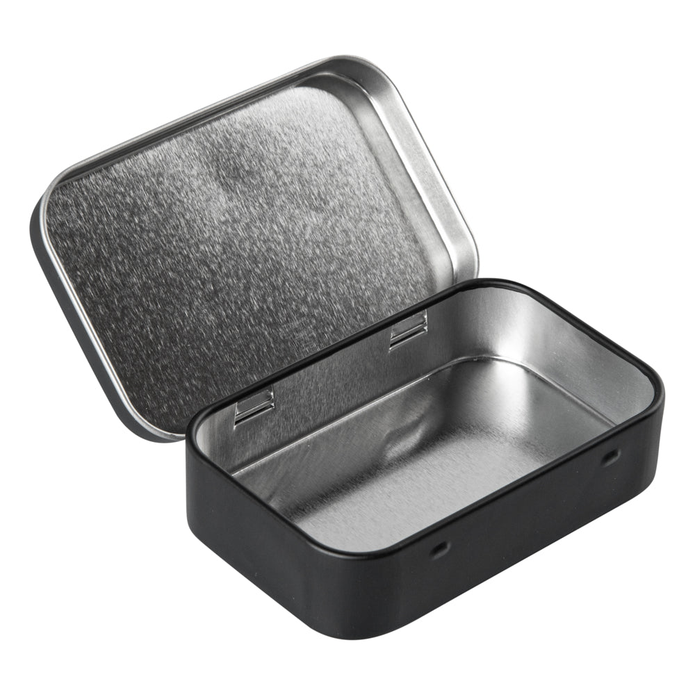 Chef 101 4 oz Rectangle Black Tin Container - with Hinged Lid - 10 count box