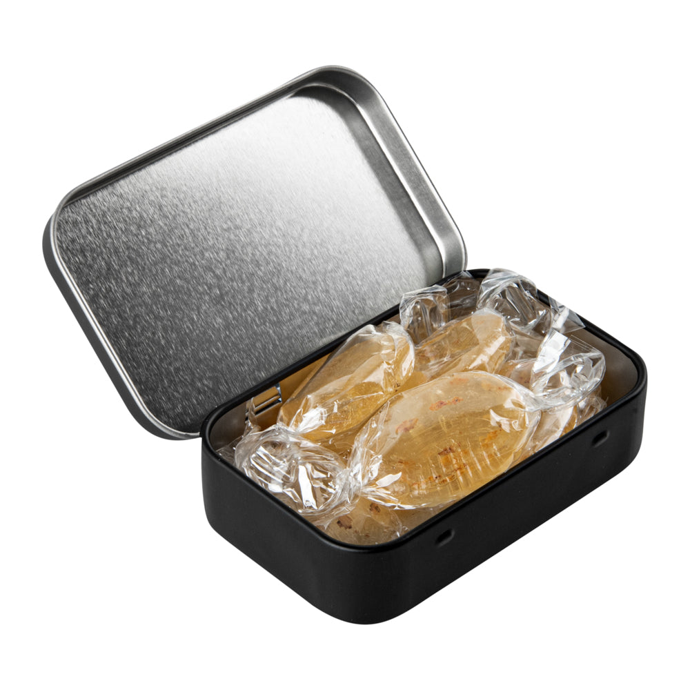 Chef 101 4 oz Rectangle Black Tin Container - with Hinged Lid - 10 count box