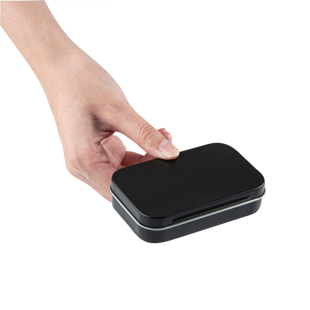Chef 101 4 oz Rectangle Black Tin Container - with Hinged Lid - 10 count box