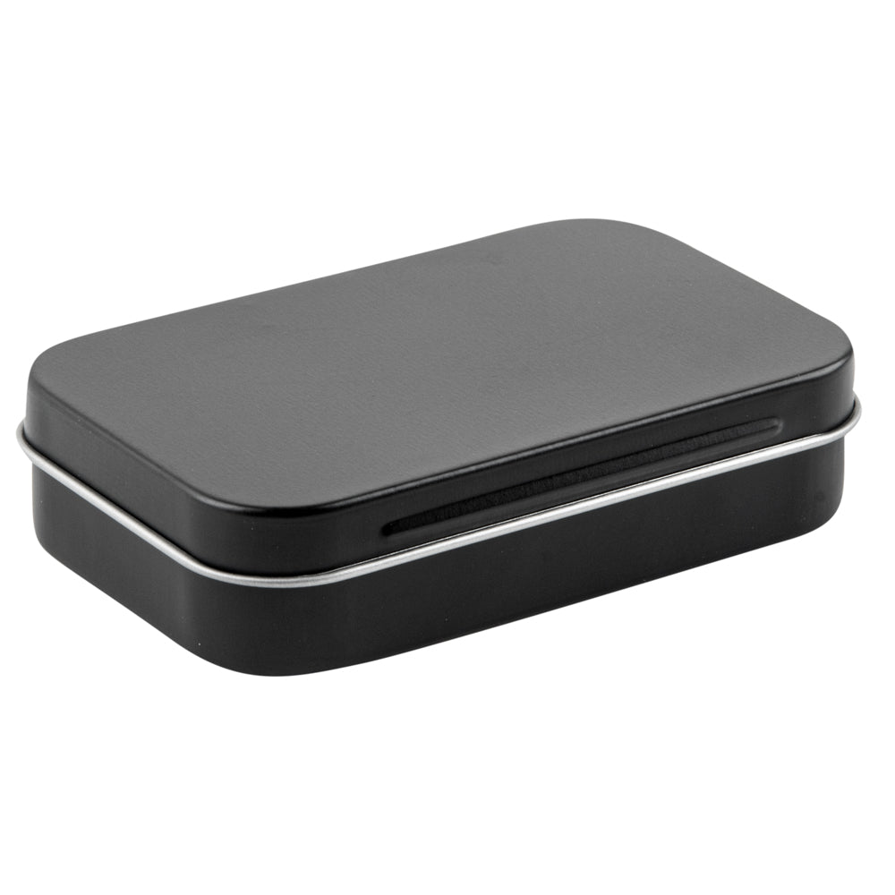 Chef 101 4 oz Rectangle Black Tin Container - with Hinged Lid - 10 count box